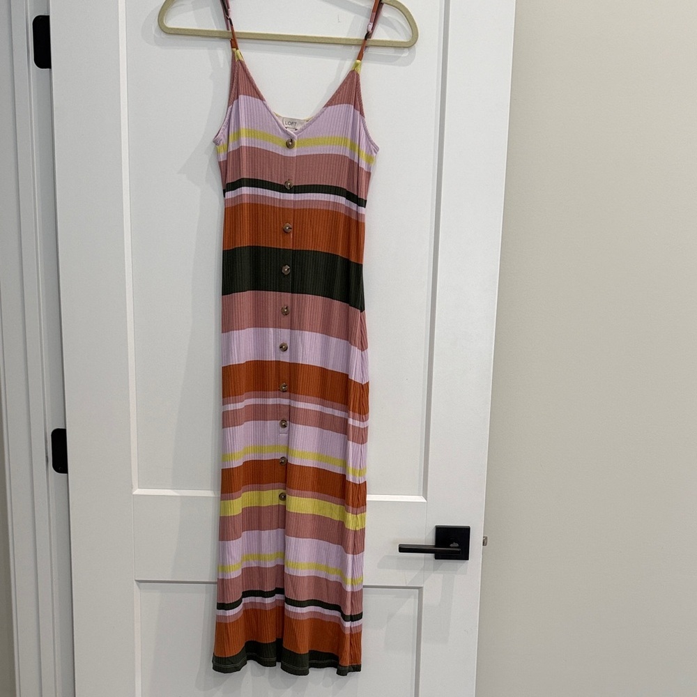 LOFT Multi Color Stripe Spaghetti Strap Button Down
Boho/Cottage Midi Dress - Picture 3 of 5